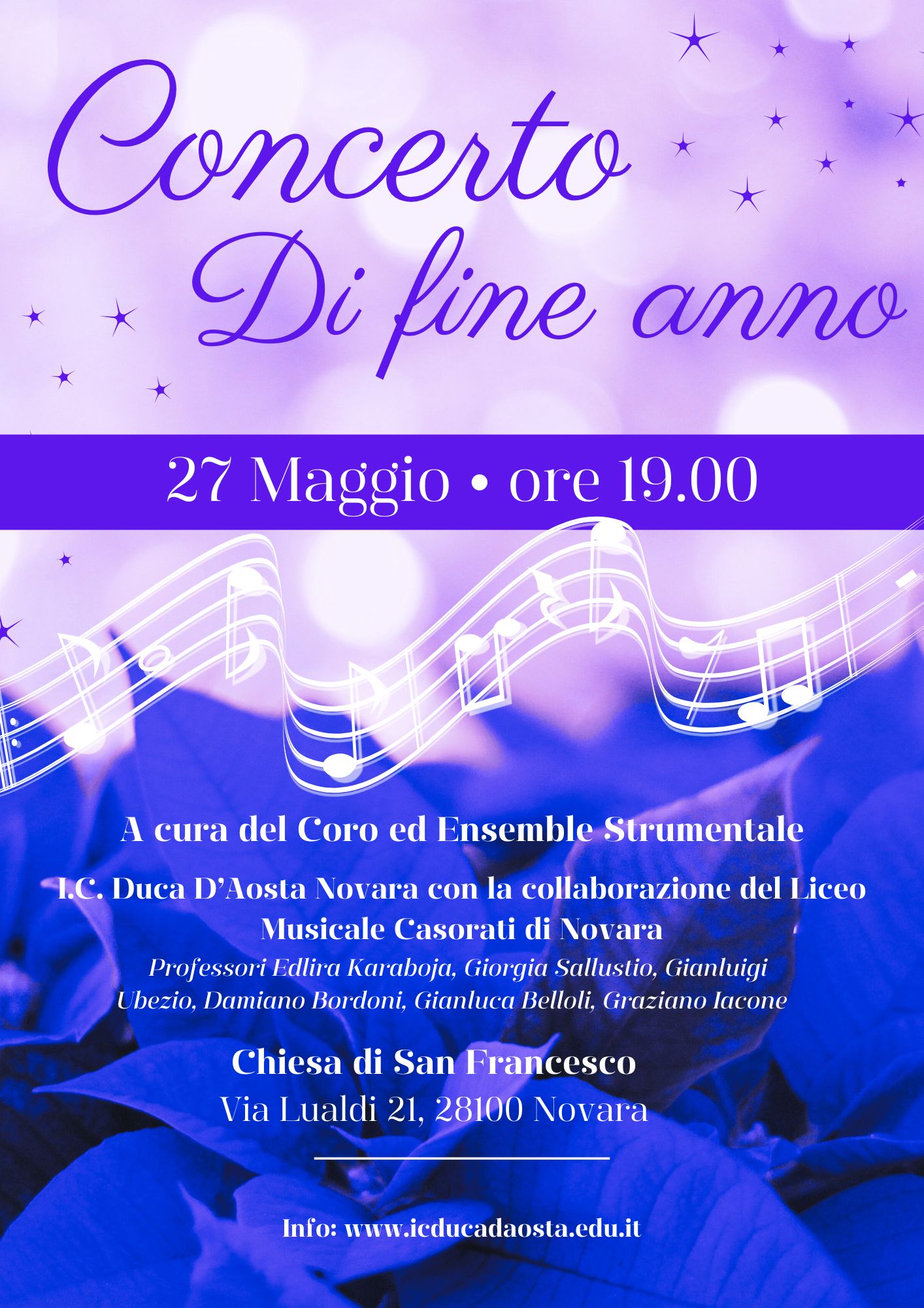 concerto natale 17 dicembre ore 18:30 chiesa di S.Francesco Novara